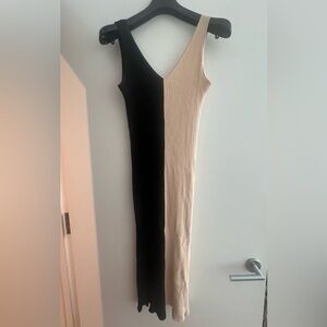 STAUD Black and Cream Maxi Dress